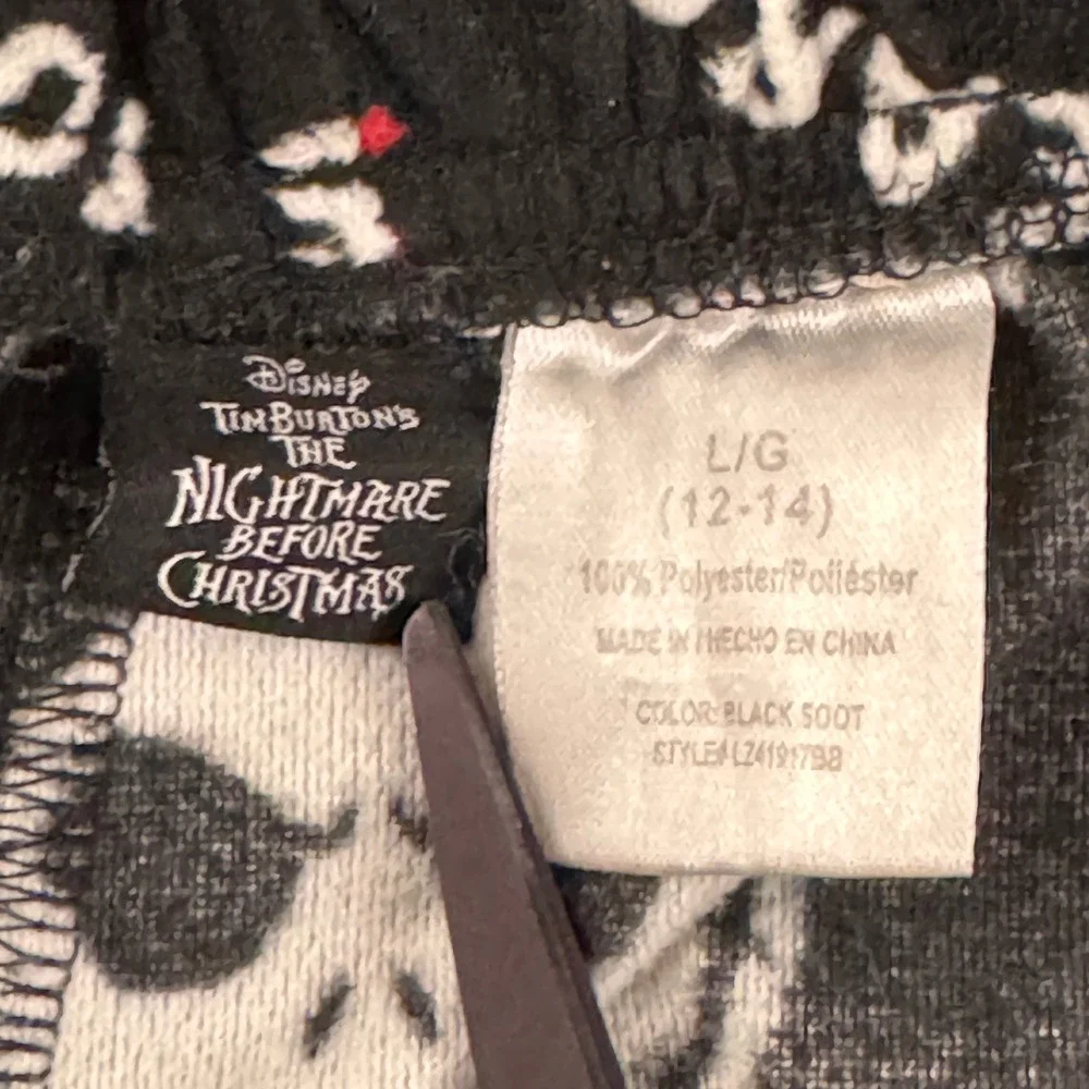Disney Nightmare Before Christmas Pajama Pants Kids L Black Jack Skellington